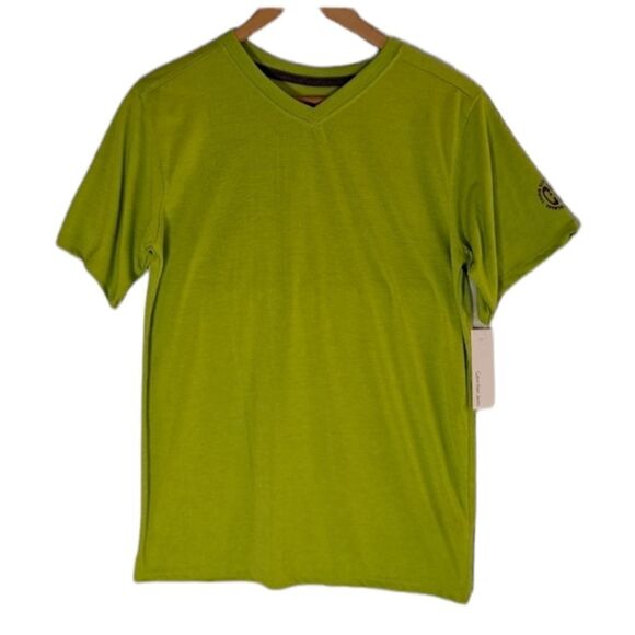 Calvin Klein Jeans V Neck Tee Washed Limey Heath Large (Big Boys) - Picture 1 of 6